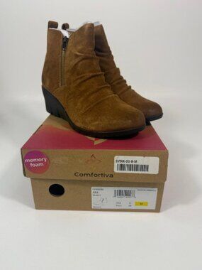 Comfortiva Ana Wedge Ankle Boots - Waterproof, Suede Size 8